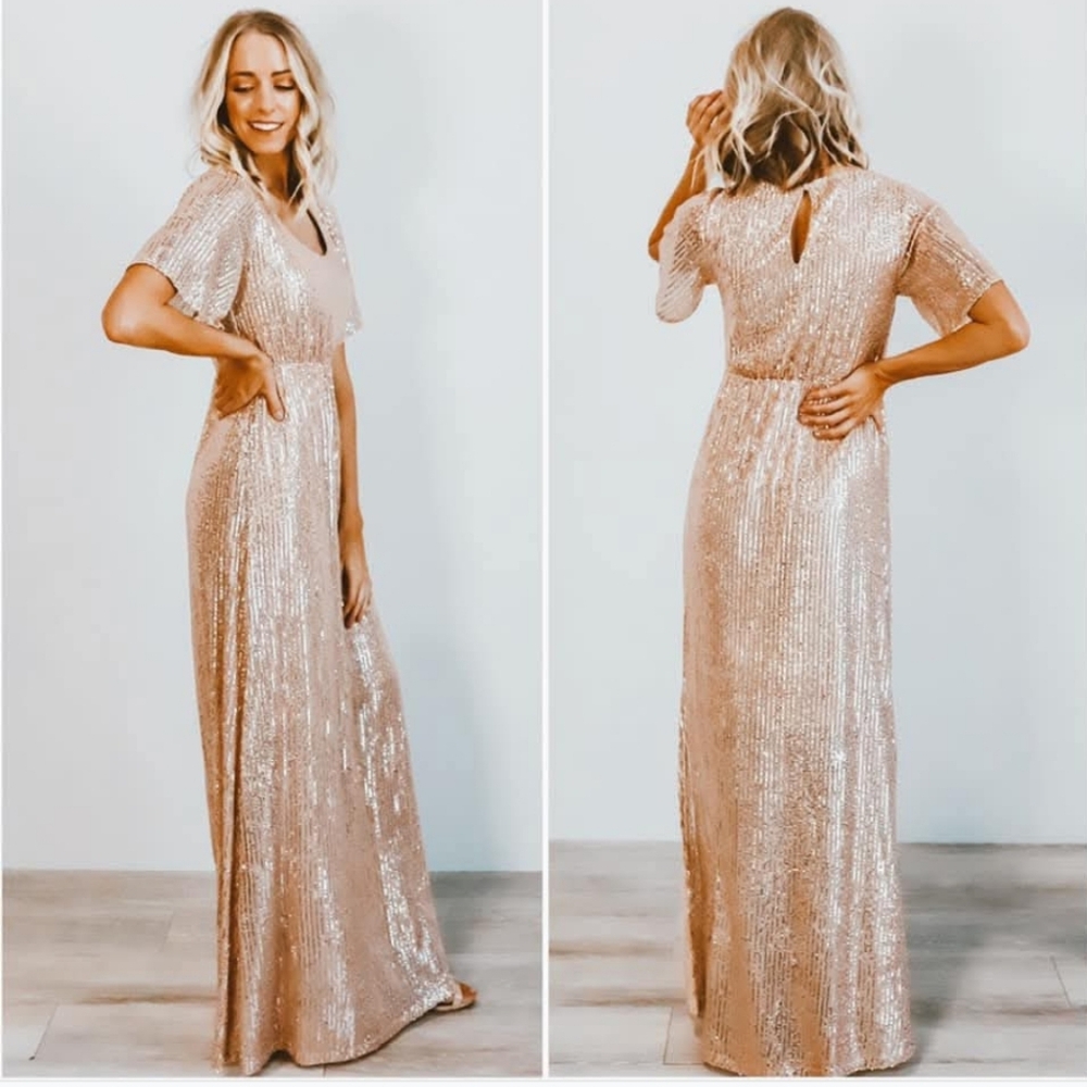 Baltic Born Champagne Sequin Maxi Dress